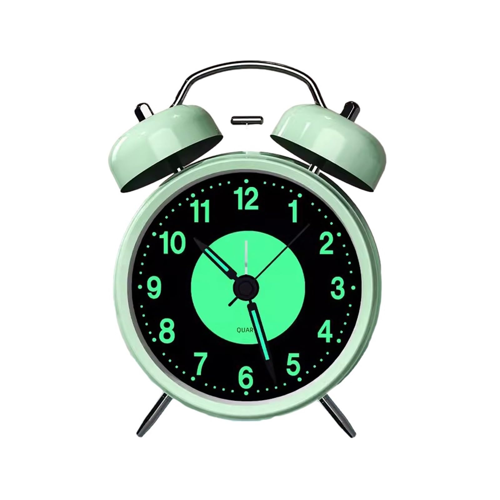 G5Z9W3C7M2 Loud Alarm Clocks Retro Metal Twin Bell Alarm Clock with Night Ligh Silent Non-ticking Luminous Quartz Analog Desk Clocks(Green)