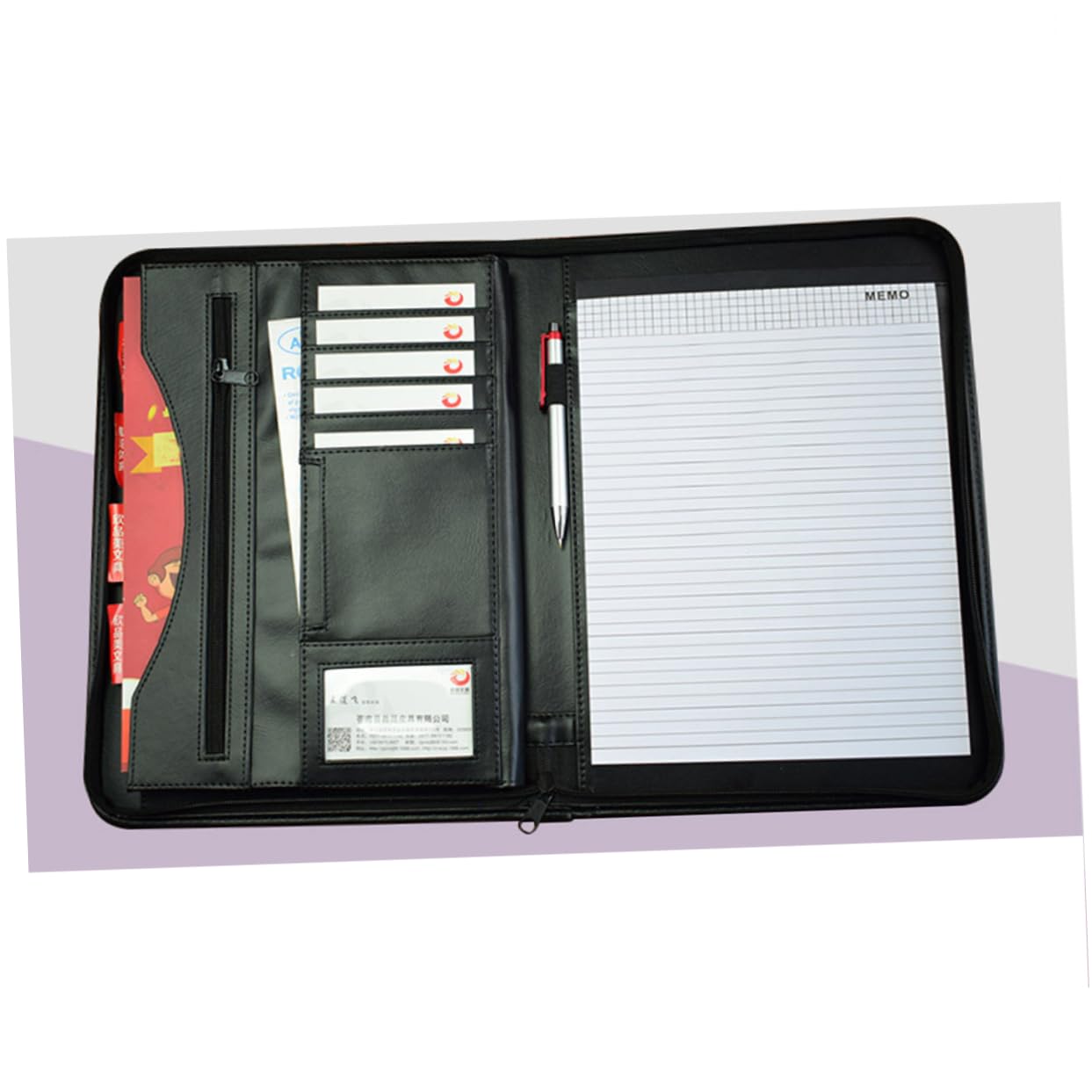 DOITOOL Organizador De Carpetas De Negocios 2 Unidades Tarjetero Carpeta De Datos Carpeta A4 Con Bolsa De Almacenamiento Para De Oficina Color Negro