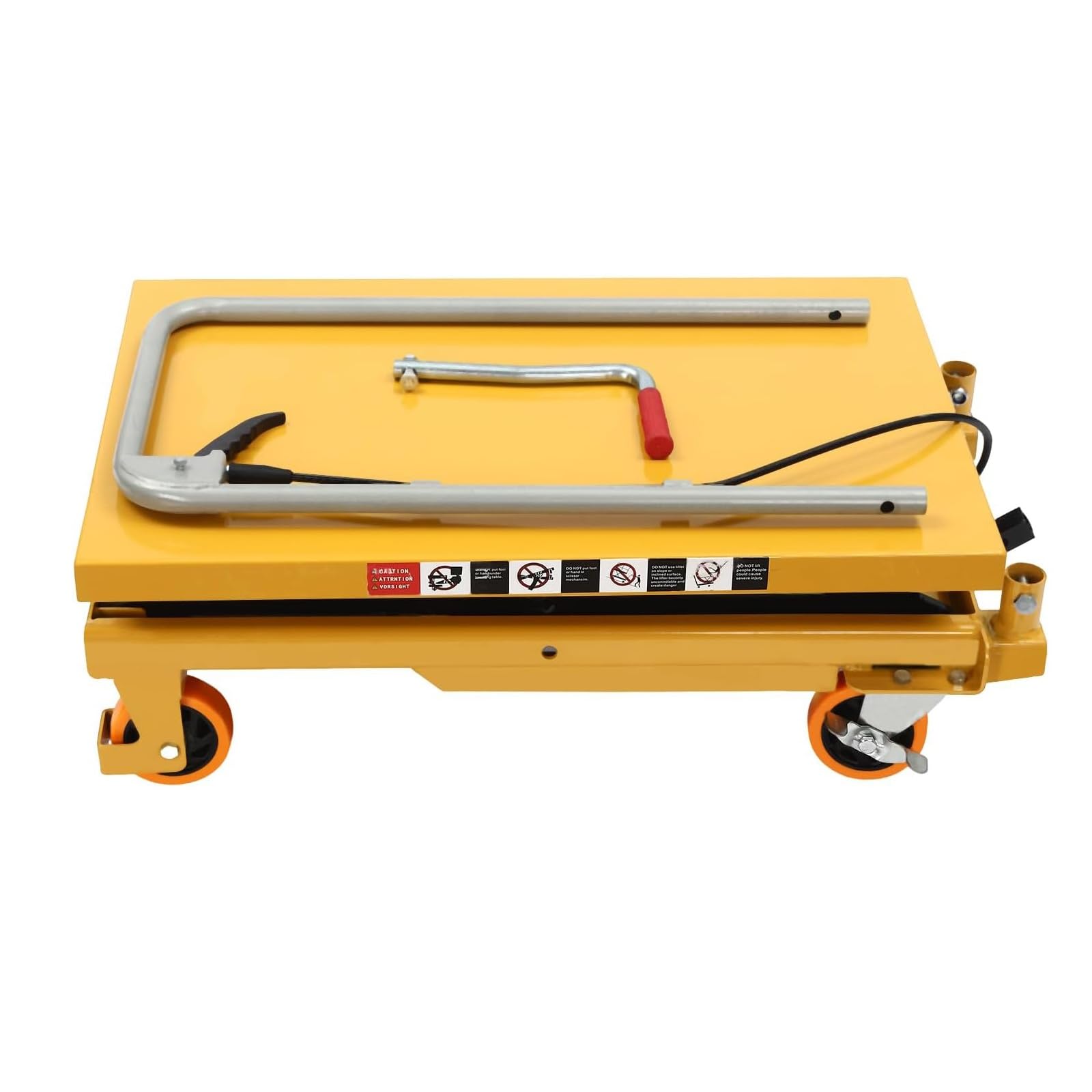 Genérico 330 LB Carretilla Elevadora HidráUlica, Mesa Elevadora HidráUlica de Doble Tijera con 4 Ruedas, Transpaleta HidráUlica para Materiales, Carrito para ManipulacióN Y Transporte de Materiales