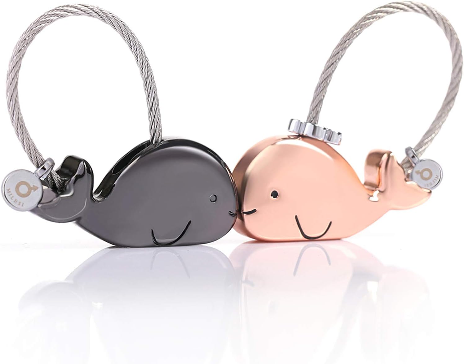 MILESI Sweet Kissing Whale Couples Keychains Personalized Keyring Birthday Gifts