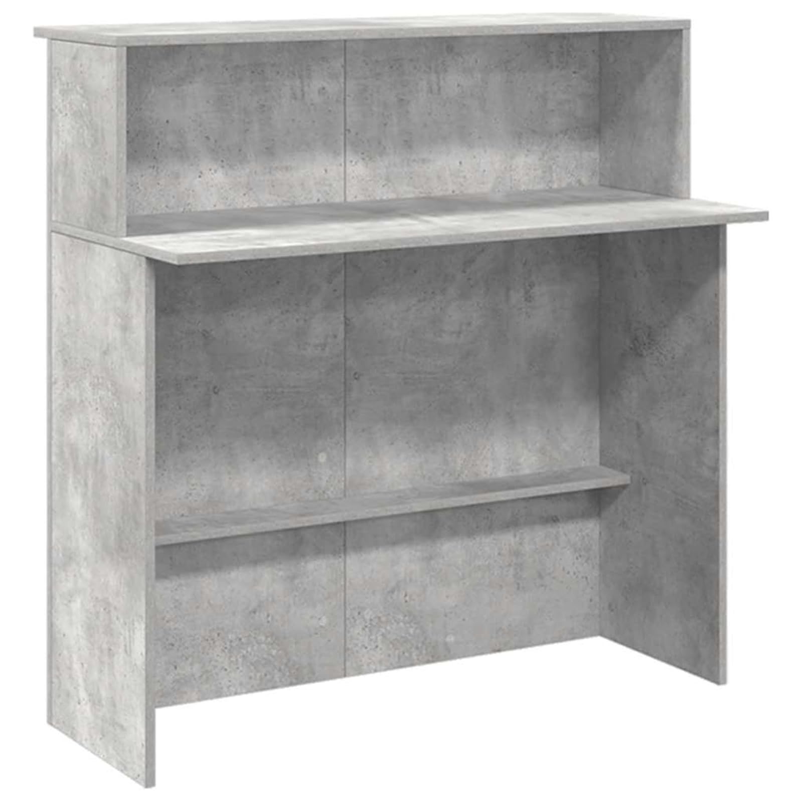Gecheer Banco Reception Grigio Cemento, Design accurato e spazio di archiviazione, 180x50x103,5cm, Legno Multistrato, per uffici e cliniche