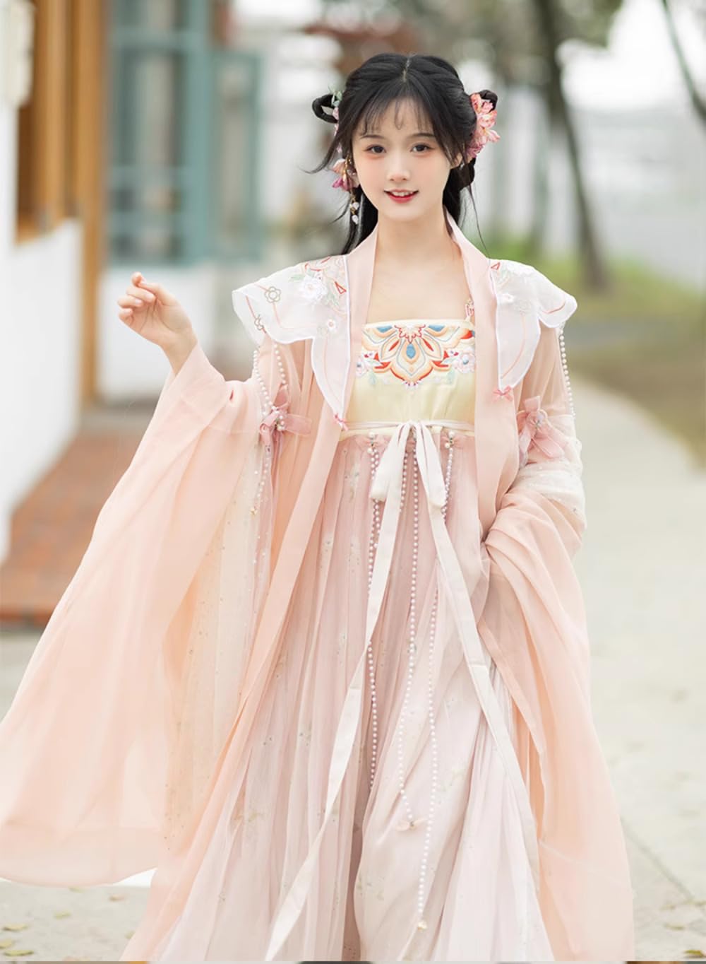 Tradycyjny starożytny chiński kostium Hanfu sukienka Hanfu z dużymi rękawami wykonana z dynastii Tang Spring Fairy High-end