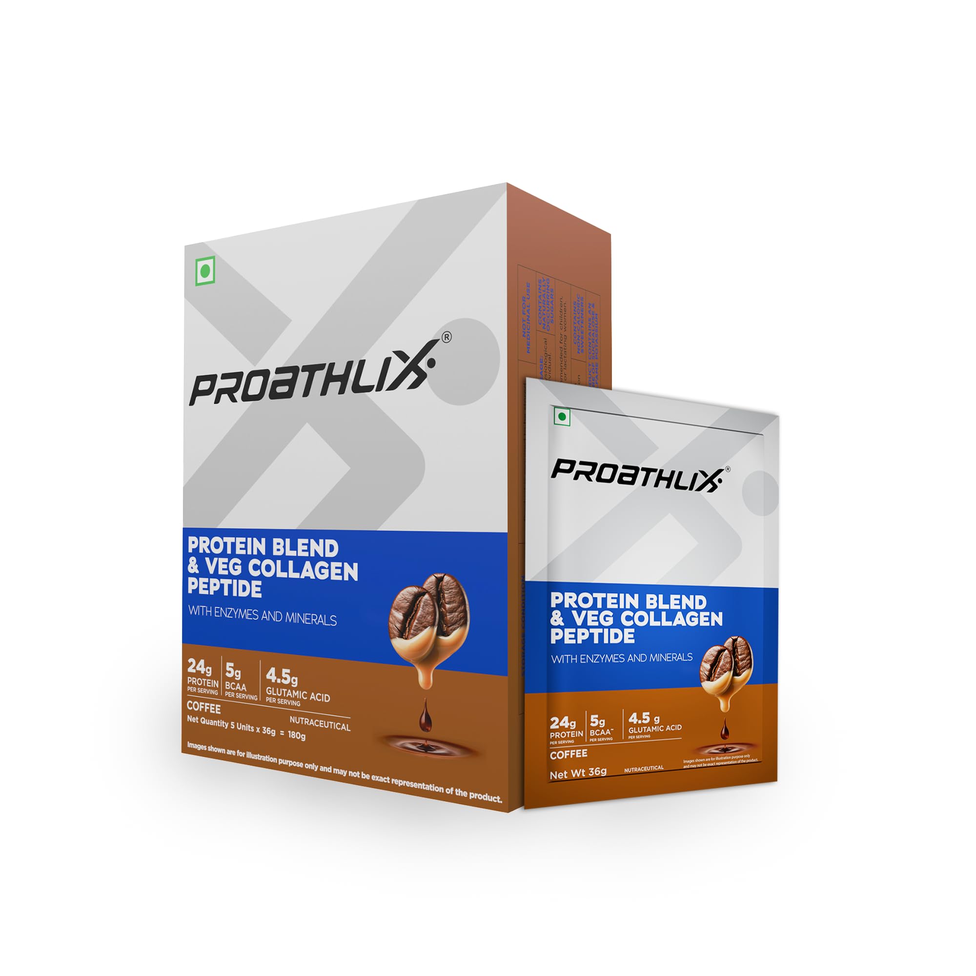 Proathlix Protein Blend & Veg Collagen Peptide with Enzymes for better Absorption and Minerals (Pack of 5, Swiss Chocolate) | 24g Protein, 5g BCAA, 4.5g Glutamic Acid | Muscle Support & Recovery — Amazon image 11
