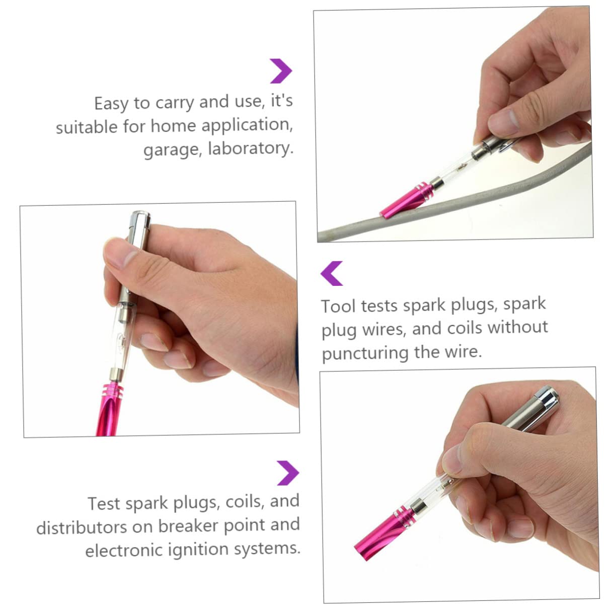 2pcs Portable Car Ignition Test Pen Spark Plug Wire Diagnostic Tool for Automotive Coils with Grooved End Indicator and Precise Engine Spark Tester