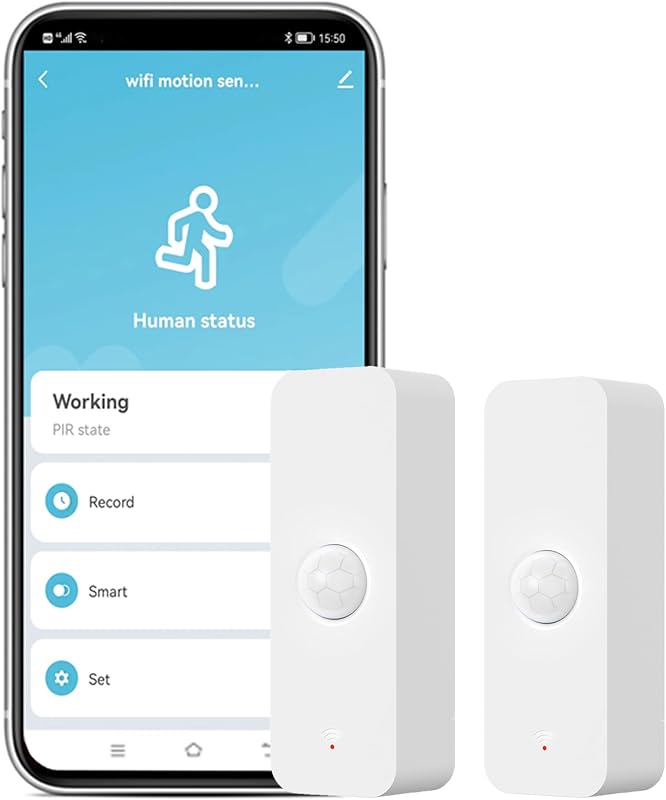 Smart PIR Motion Sensor: WiFi Motion Detector with App Notification Alerts, Wireless Contact Sensor for Home Security and Smart Home Automation, No Hub Required, Compatible with Alexa(2-Pack)
