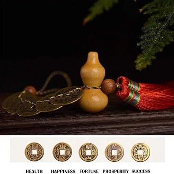 Chinese Feng Shui Coins Five Emperor Money, Ancient Chinese Coins Stand for Health Happiness Wealth Luck fit for Vehicle Home Office (5 Coins/Set)
