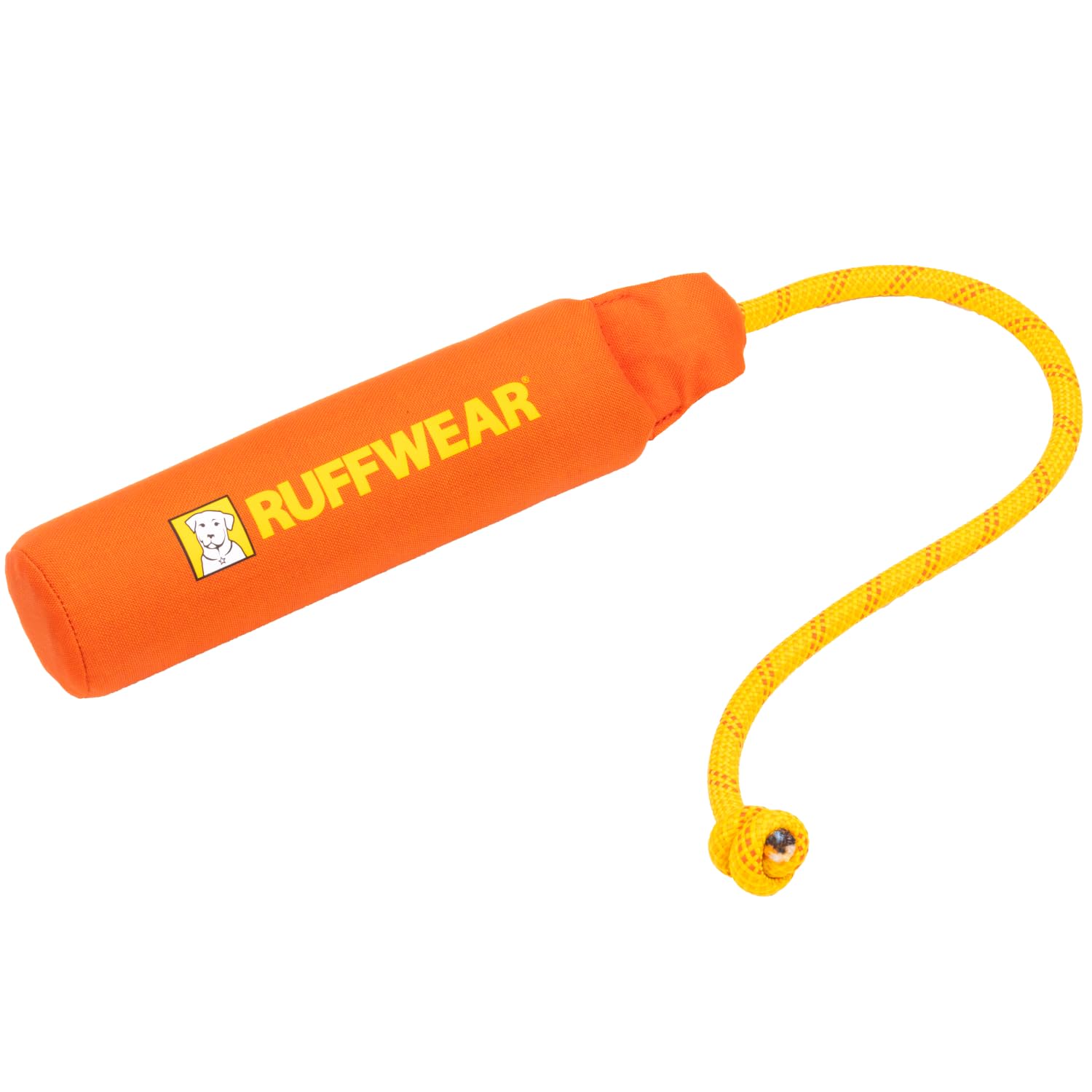 RUFFWEAR Lunker Floating Throw Toy - Dog Toy for Active Dogs, Strong Material with Rope Handle, Easy to Throw Tugger Game, Floats in Water, Outdoor Pet Boredom Breaker, Tangelo Orange, Medium