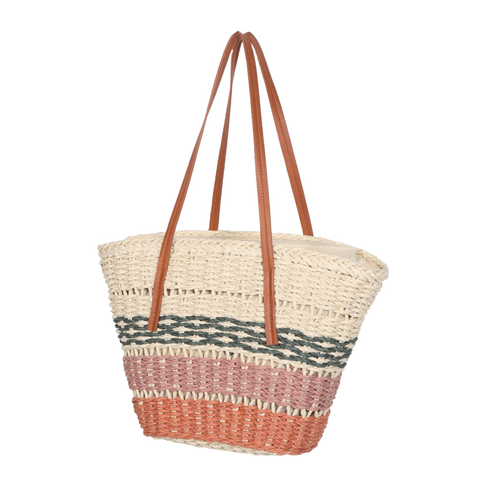 minkissy Bolso De Playa De Crochet Bolso De Mano De Algodón Diseño De Rayas Para Mujer