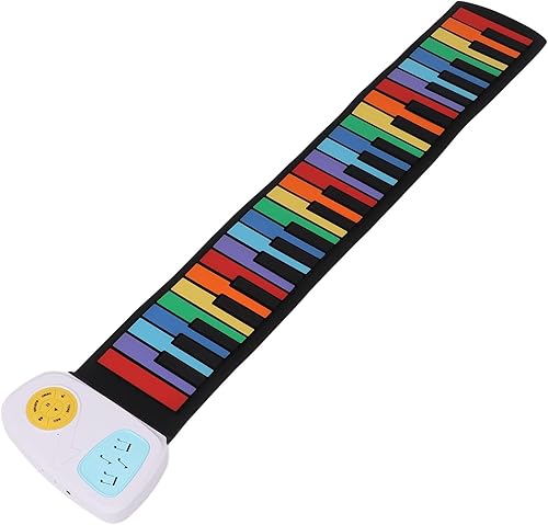Teclado de piano enrollable, teclas arco iris flexibles, pianos electrónicos digitales, 49 teclas, plegables con altavoces integrados para niños