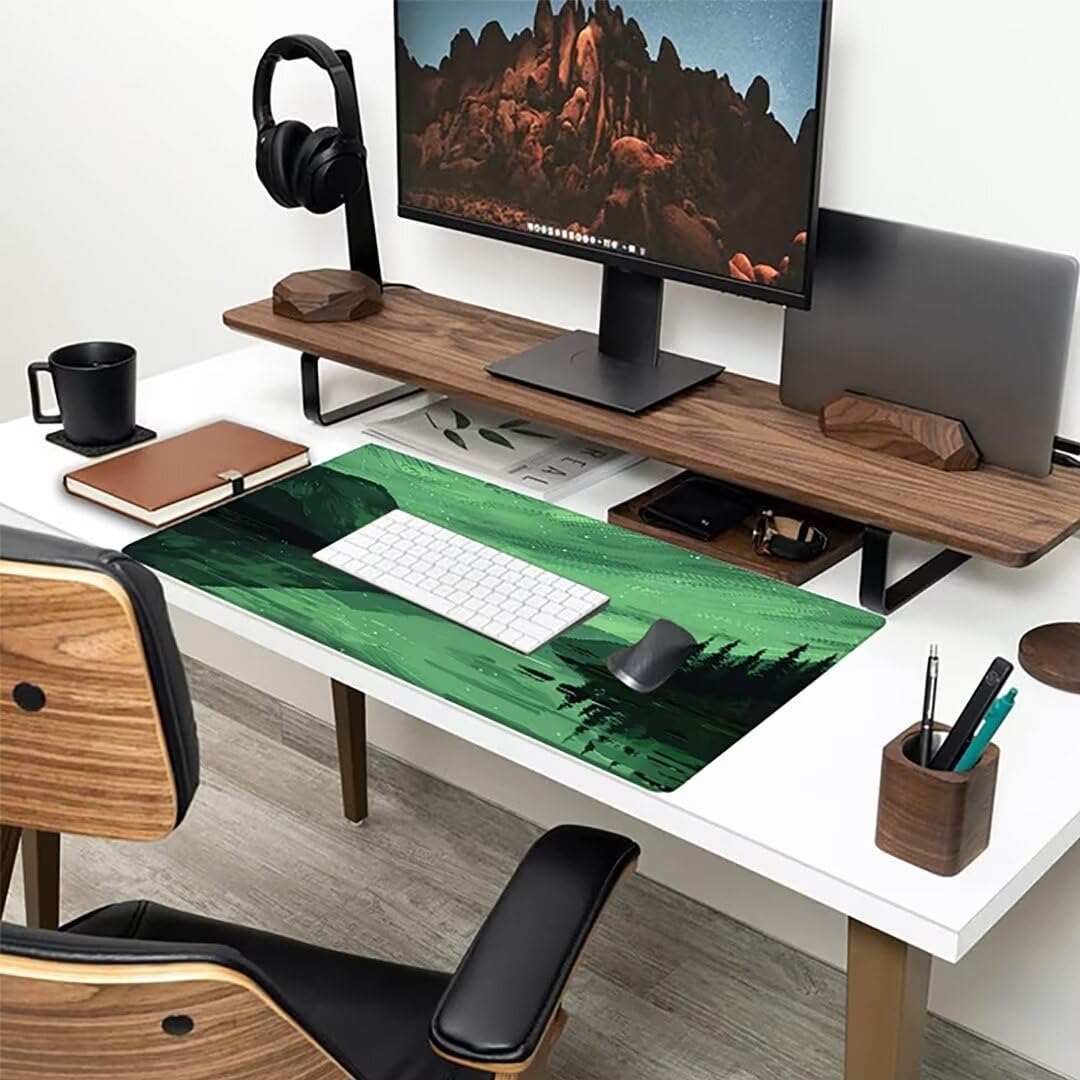 Grün Schreibtischunterlage Baum Mousepad Groß 1600 x 800 x 3 mm XXL Mauspad mit Wasserdicht rutschfest Gummibasis, für PC MacBook und Laptop Mousepad Gaming Zubehör für Büro Deko Aesthetic Z-533