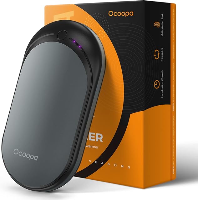 OCOOPA Hand Warmers Rechargeable, Single/Double side Heating, 1 Pack 5200mAh Electric Portable Pocket Heater, Heat Therapy Great for Outdoors, Hunting, Golf, Camping, Warm Gifts, 118D