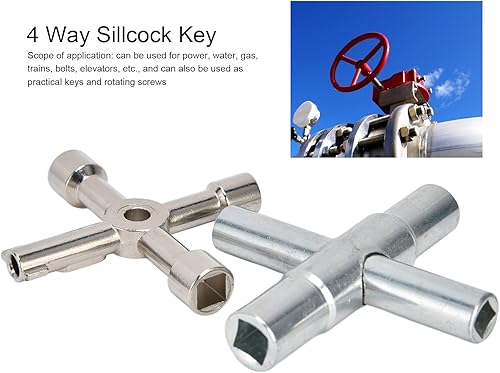 Miniatura 3 de Health Gear - Llave de 4 vías, 2 llaves de agua de 4 vías, llave multifuncional portátil, herramienta de llave para grifos de válvulas, radiadores,