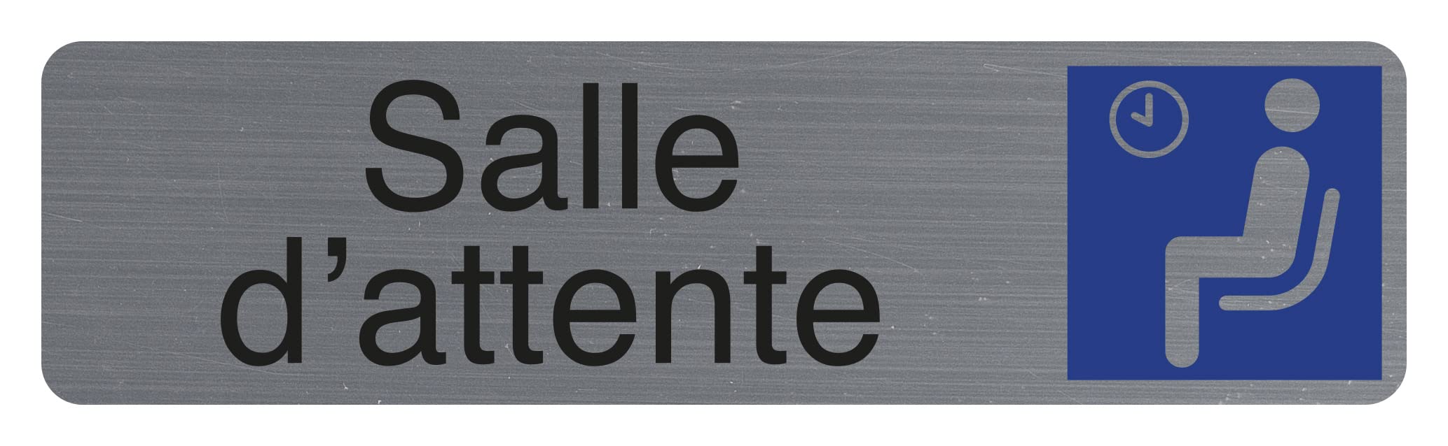 Exacompta - Ref. 67167E - 1 adhesive door plate Waiting room - Printed signage wall plate - On all supports - Brushed aluminium look - Dimensions: 16.5 x 4.4 cm