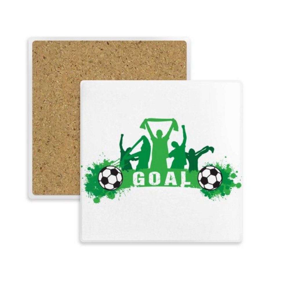 Dessous de verre anti-tache en pierre absorbante football pour table et mug