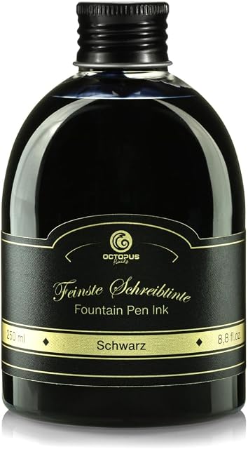 Atrament do pióra wiecznego w praktycznej butelce do wielokrotnego napełniania, atrament do kaligrafii w kolorze czarnym, 250 ml