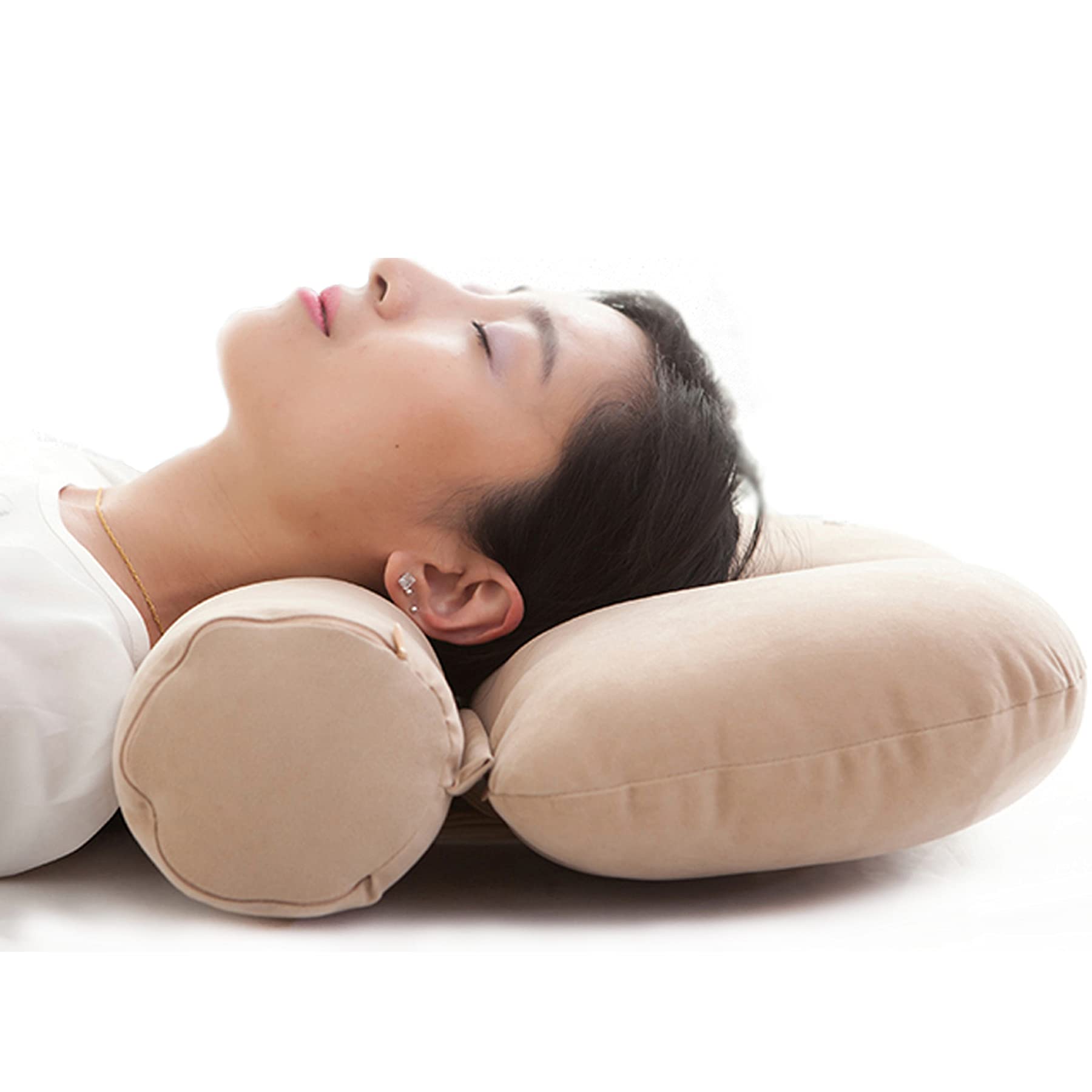 Amazon｜円筒形 クッション そば殻まくら ボルスター ネックフィット枕