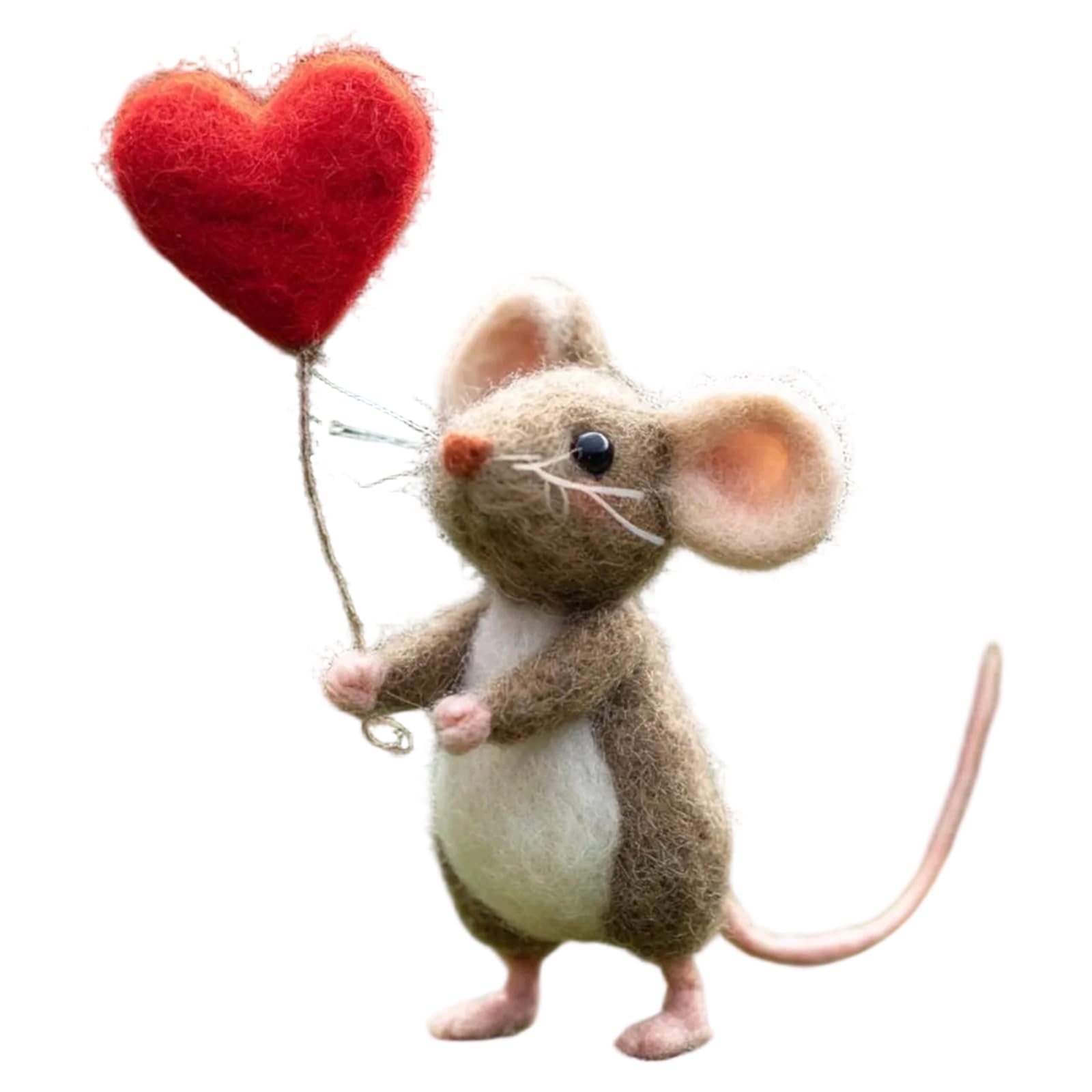 Introti Needle Felted Mouse Handmade Felt Mice Figurines Valentines Day Gift Animal Decoration Felt Mouse Ornaments for Tiered Tray Tabletop Home Car Decor (I)