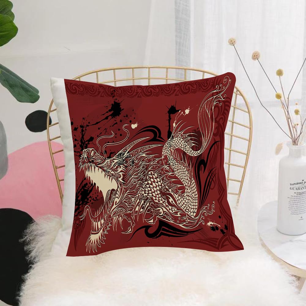 HYMSXW Cushion Cover,Throw Pillow Case Home Decorative for Living Room Bedroom Sofa Chair 20X20 Inch,Dragon, Angry Doodle dragon on grunge background Mythology,Pillowcase 50X50cm