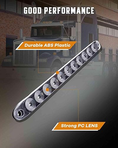Miniatura 3 de cciyu Paquete de 2 luces marcadoras para automóvil, lente transparente, LED rojo de 15 pulgadas, SeaLED, 11 barras de luz LED, camión, remolque, RV,