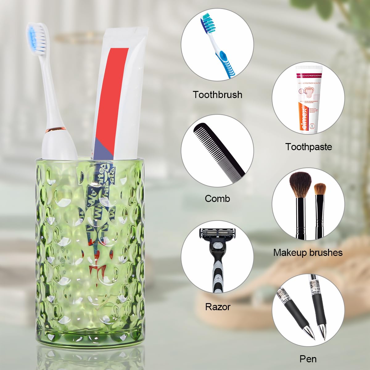 Uchwyty na szczoteczki do zębów do łazienek, 350 ml, szklany uchwyt na szczoteczkę do zębów i zestaw kubków łazienkowych, dekoracyjne akcesoria łazienkowe, organizer na szczoteczkę do zębów