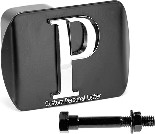 Cubierta de enganche de letra cromada 3D personalizada (se adapta a receptor de 2 pulgadas, negro)