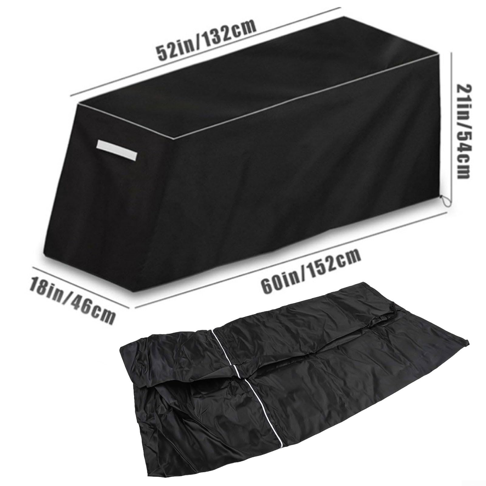 Housse de banc d'extérieur en tissu Oxford 210D 152x46x54 cm Noir imperméable pliable