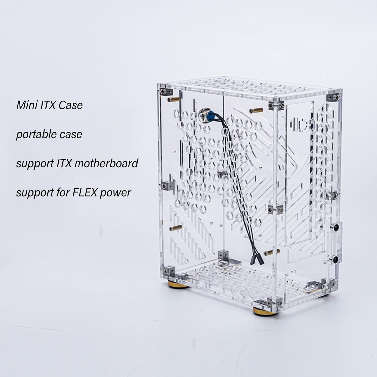 Denash Transparent Mini ITX Case, Clear Side Panel, 4.3L Capacity, 360 Degree Cooling, Acrylic Small Form Factor Mini ITX Case for Mini ITX Motherboard (Transparent), Denash7ftagrnigs-11