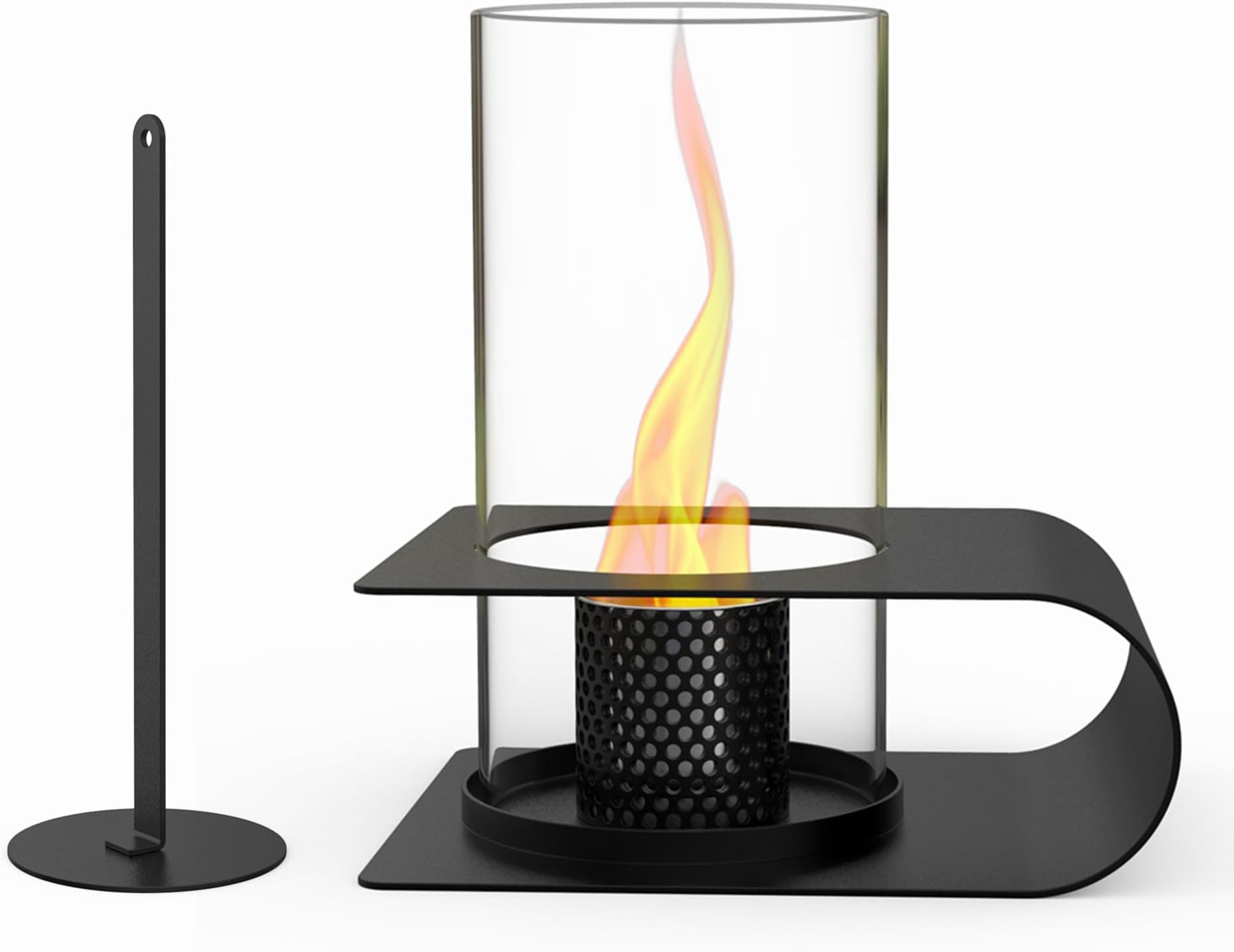 BRIAN & DANY Square Tabletop Bio Ethanol Fireplace with Pebbles and