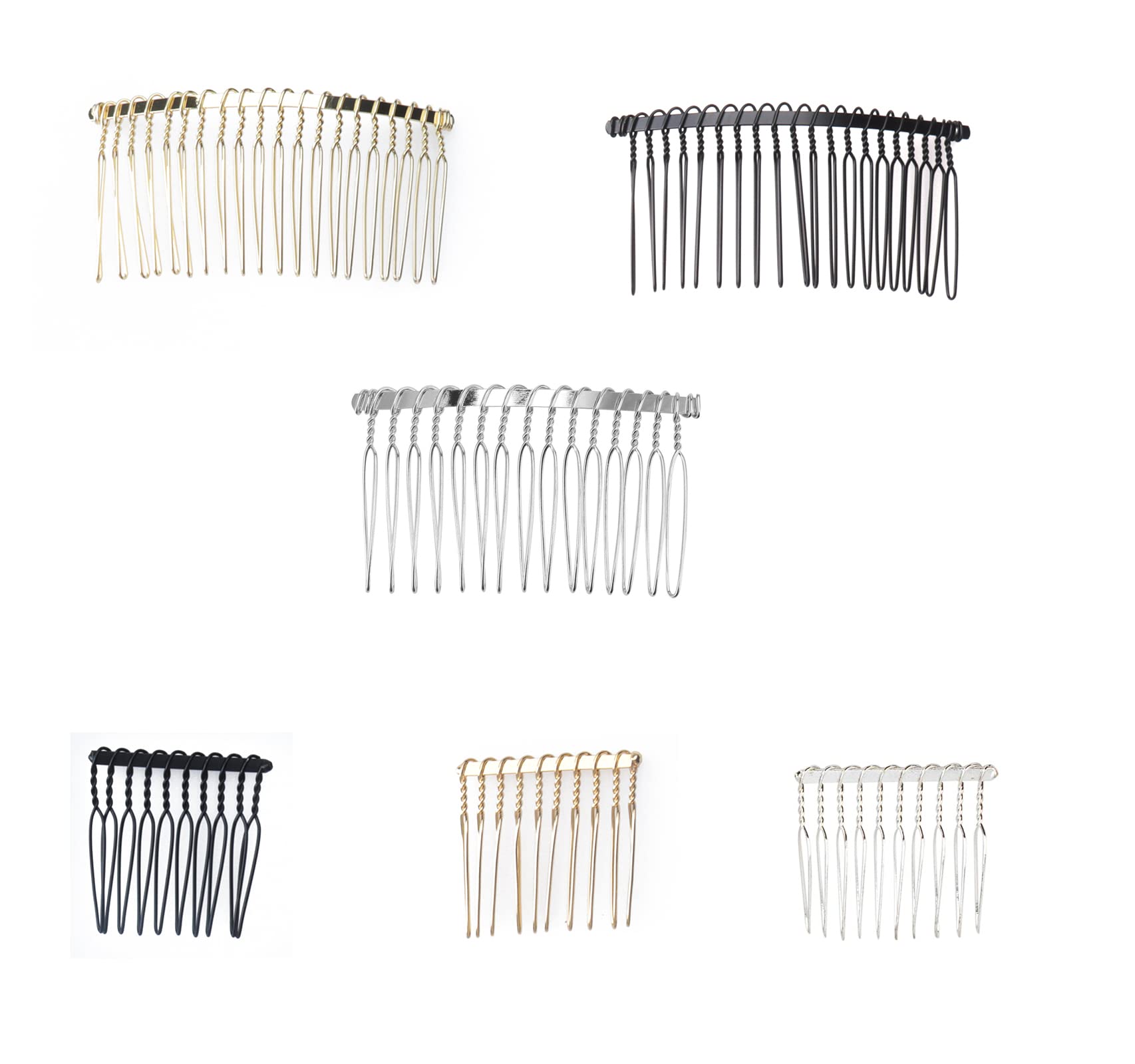 6 Pcs Metal Hair Combs 10 20 Teeth Wire Twist Veil for Women Fine Hair