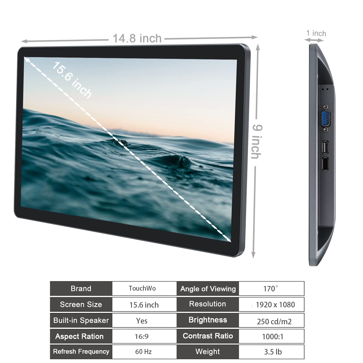 15,6 pollici monitor touchscreen, includono WiFi altoparlanti integrati ingresso HD-MI, Android RK3568 RAM 4G e ROM 32G All-in-One Touch Panel PC per POS, schermo del menu, business