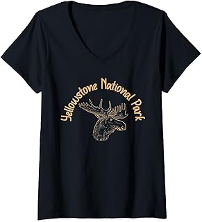 Womens Yellowstone National Park Moose Shirt Wyoming Souvenir V-Neck T-Shirt