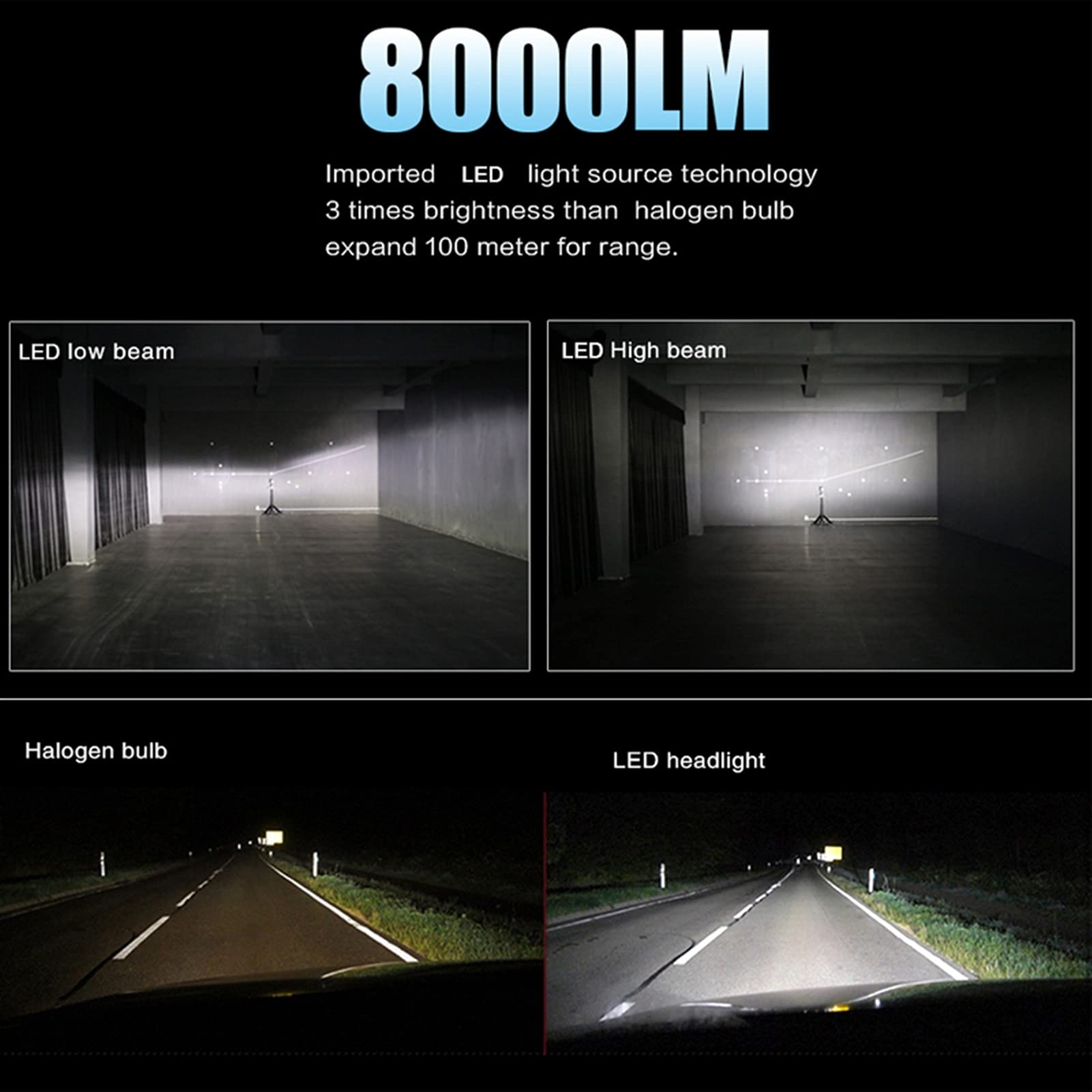 Phares Ampoules de Phare Ampoule LED Phare de Voiture Haute Power Lampe de Voiture Blanc 6000K H4 LED H7 H11 9005 HB3 9006 HB4 60W Car Style (Socket Type : 9006/HB4)