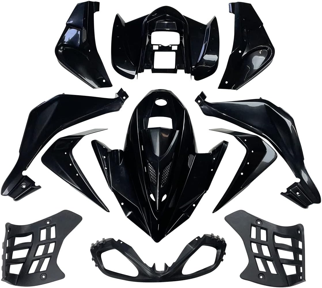 RedCap ATV Complete Plastic Body Fender Front Rear Kit for Taotao ATA125G Cougar 200 SPORT Cheetah Coolster 3125C 3125CX Chinese 125cc ATVs - (Black)