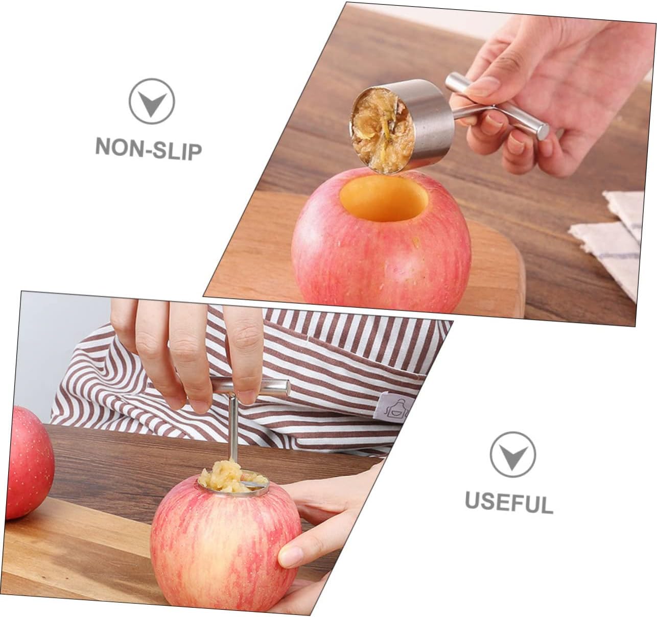 Hemoton 6pcs Stainless Steel Fruit Corer Pear Core Remover Tools for Preparation Kitchen for Removing Cores from Pears and More