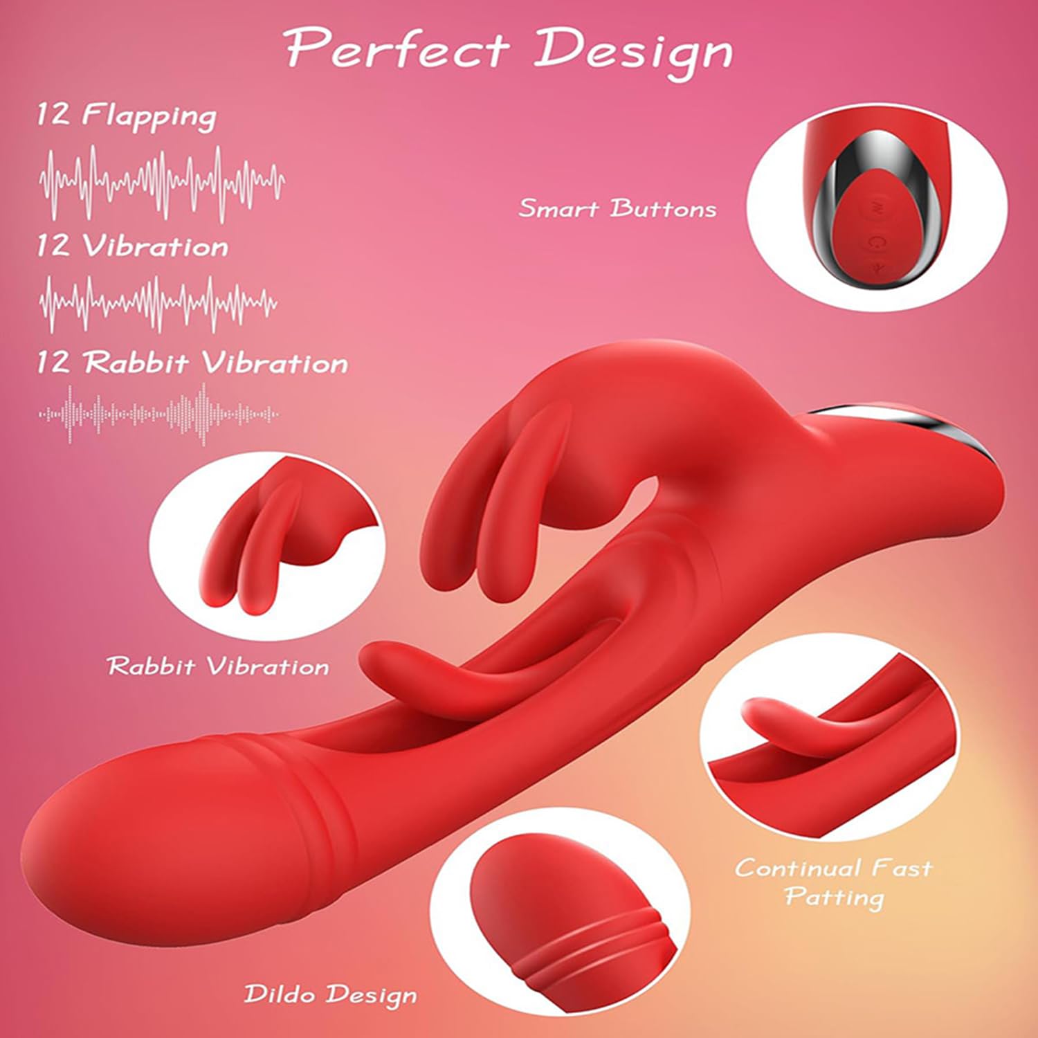Genérico Vibrador De Aleteo Consolador De Conejo, Parejas Femeninas, Juguetes Sexuales, Vibradores De Punto G Con 12 Modos De Vibración, 12 Modos De Aleteo, Vibrador De Dedo Para Pezón De Clítoris,A