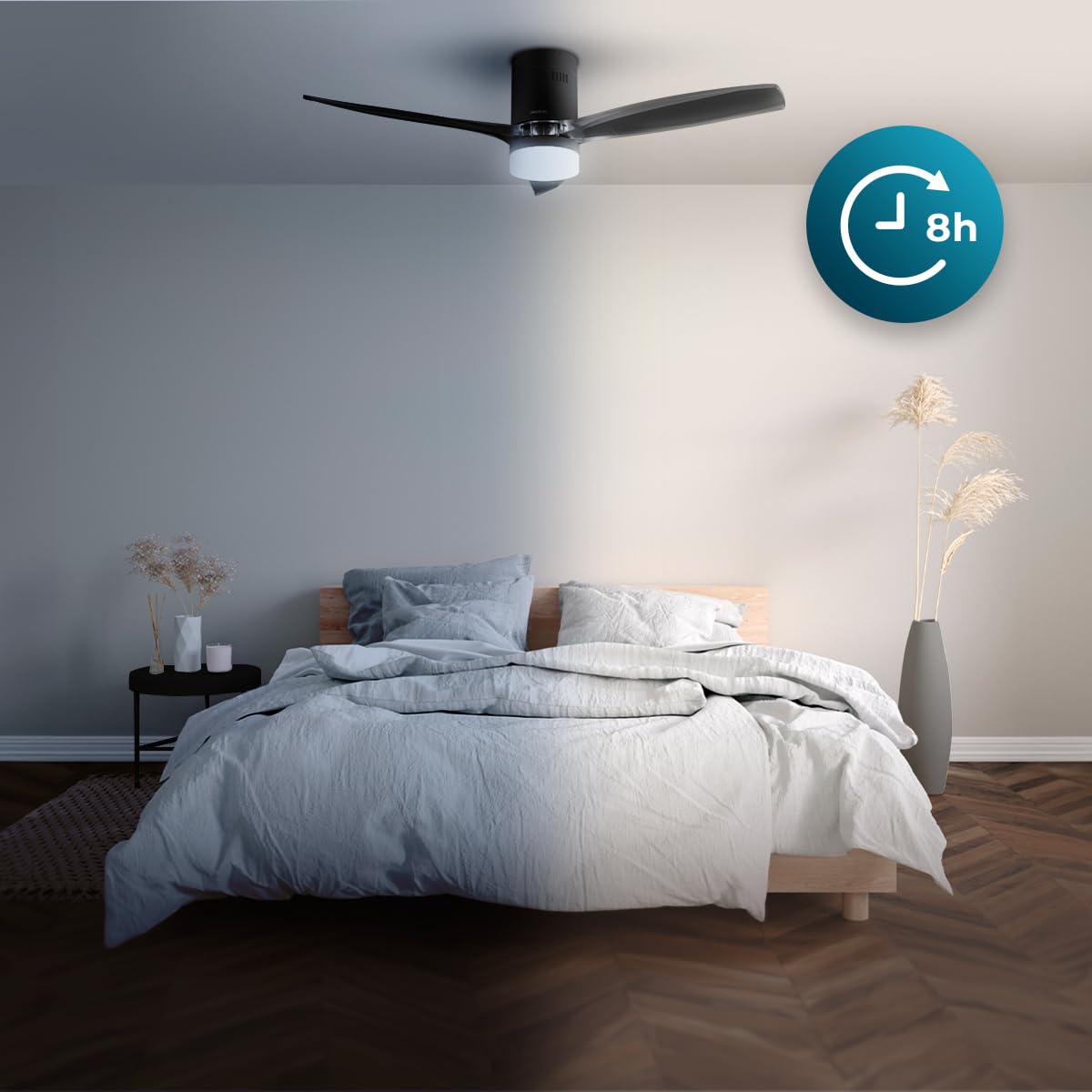 Cecotec EnergySilence Aero 5650 czarny i przezroczysty wentylator sufitowy 40 W, silnik prądu stałego, średnica 52" (132 cm), 3 łopatki, pilot, timer, 6 prędkości, tryb zimowy letni
