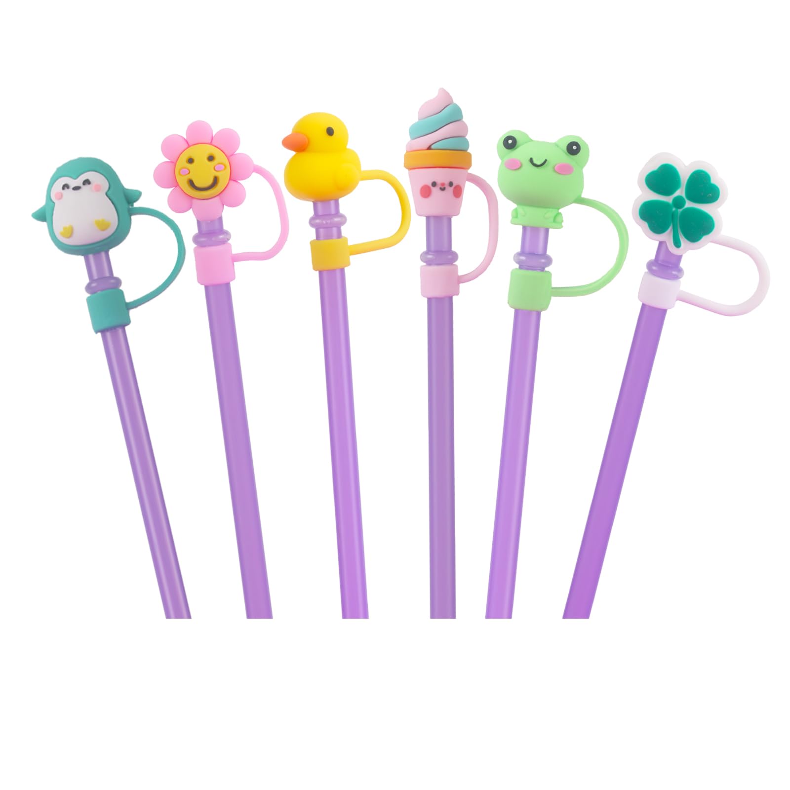 KEUYE Straw Covers & Tips for Starbucks Cups, Reusable Drinking Straw Protectors, Splash Proof Caps, 7-8MM Straw Tips, 6PCS