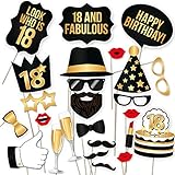 18th Birthday Photo Booth Props - Best 18 Birthday Party Accessories Supplies for Photo Booth Parties. 18th Birthday Gift for Women and Men. Gift Packaging (34 Black and Gold Decorations)