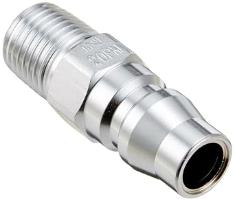 Nitto Kohki Hi Cupla 20PM Quick Connect Pneumatic Coupler Plug, 1/4" Size, Male, BSPT Thread, 218 PSI, Steel