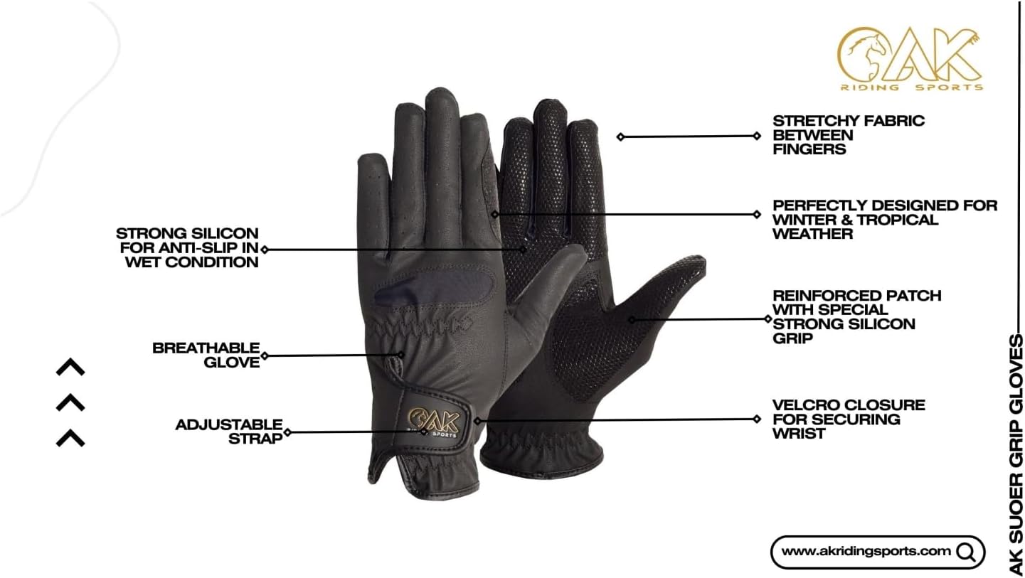 AK Horse Riding Gloves with Super Grip – Unisex Equestrian Gloves for All Seasons, Breathable Non-Slip Riding Gloves for Men & Women – Durable Performance Gear AKRS-5028