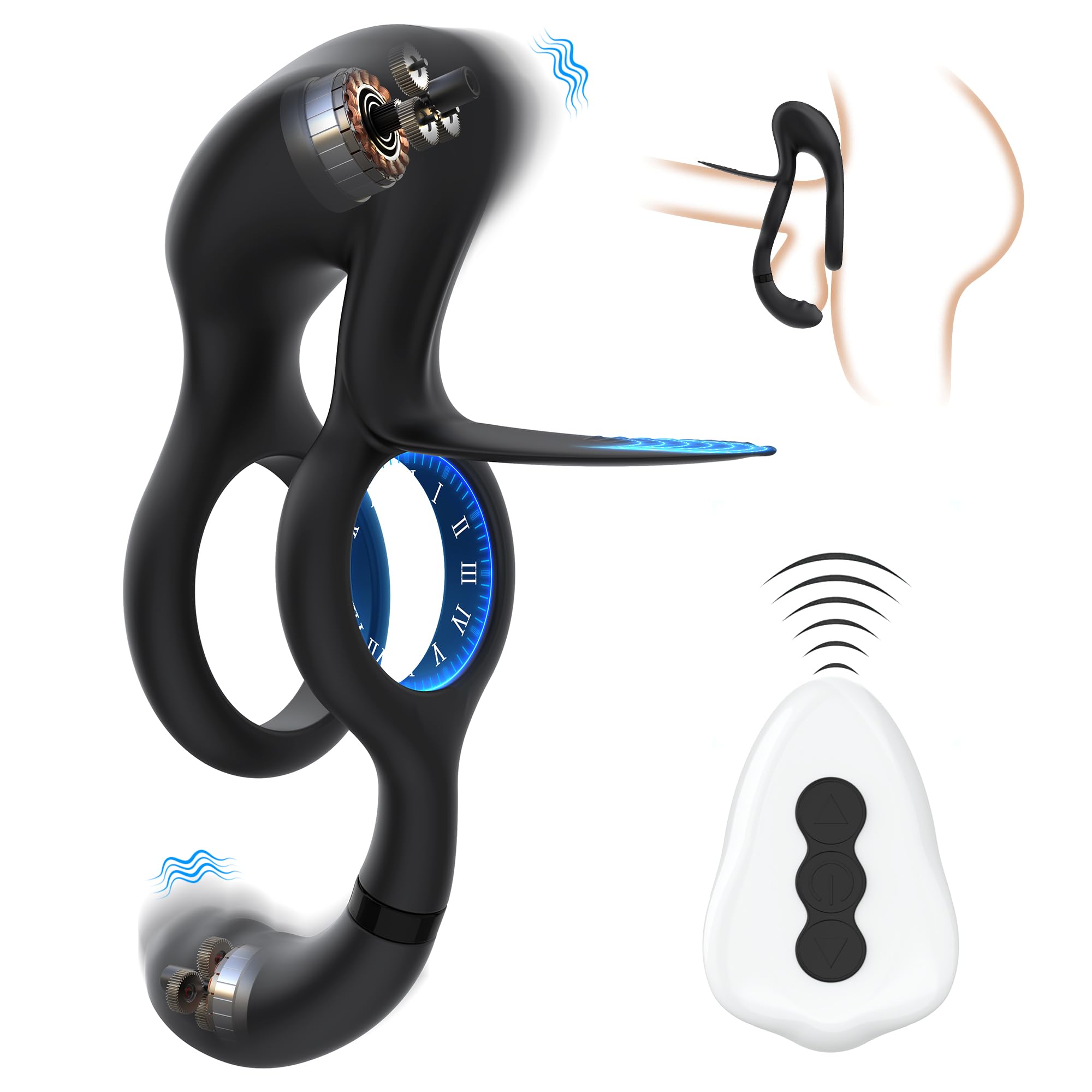 Vibrating Cock Ring Couples Vibrators 3 in 1 Penis Ring Vibrator Sex Toys with Clitoral Stimulator 10 Vibration