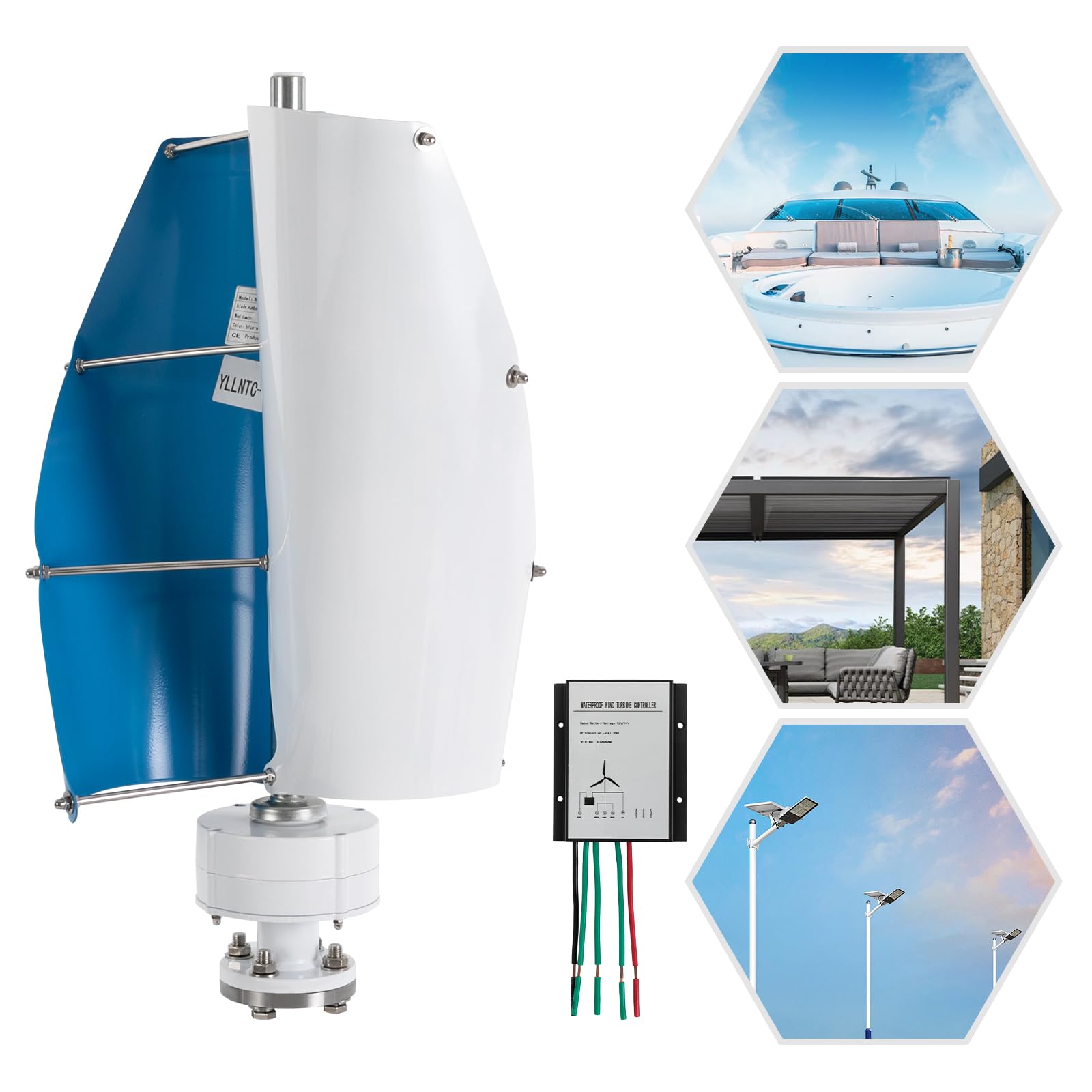 100W 12V Vertikale Windgenerator, Windkraftanlagen Generator mit Controller– Kompakt, Langlebig, Geräuscharmer Betrieb, Aluminiumlegierung