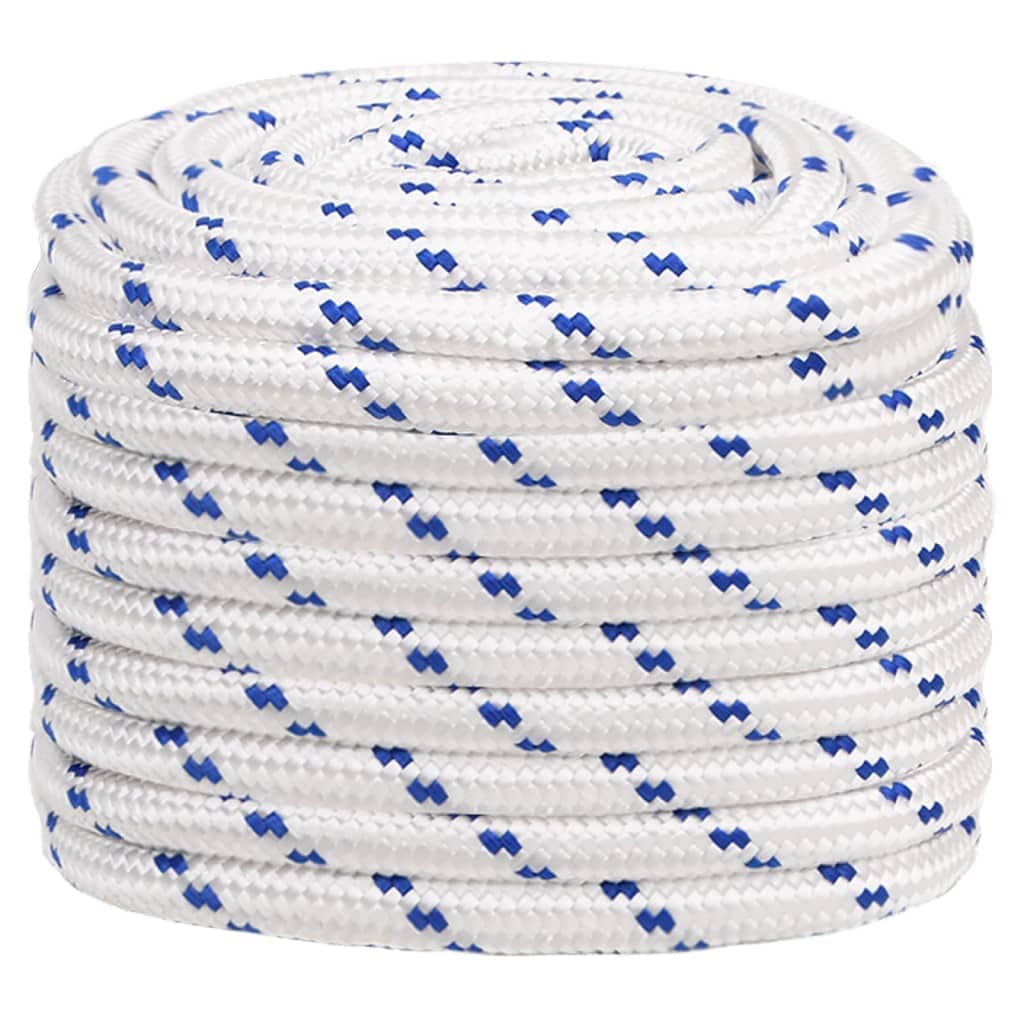 vidaXL Boat Rope Anchor Line Braided Cord UV Resistant Ship Marine Yacht Coil Rope Abrasion Resistant White 20 mm 100 m Polypropylene
