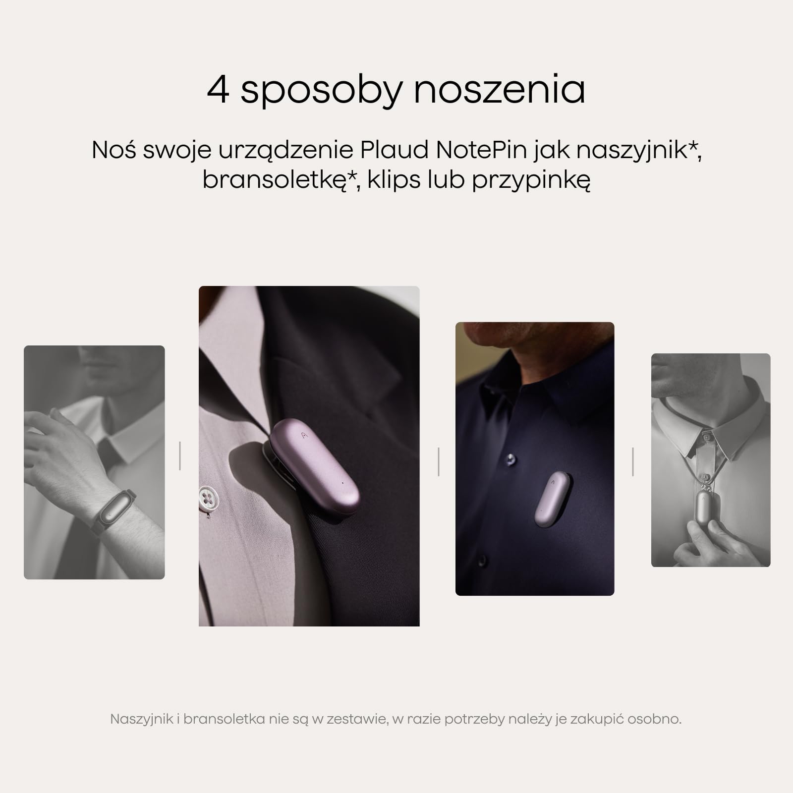 Plaud NotePin Dyktafon AI Wearable Transkrypcja i Podsumowania | Dyktafon AI, 2 Akcesoria, dla Profesjonalistów, Spotkania, Wywiady, Wykłady, Teams, 112 Języków, Find My