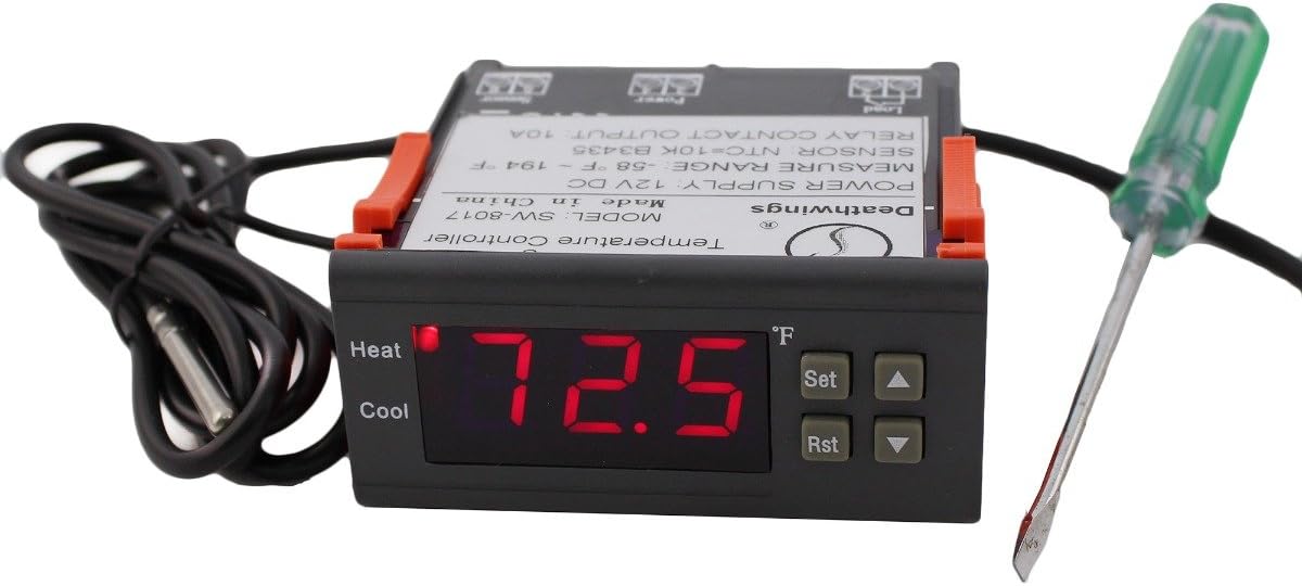 Deathwings Smart Digital Temperature Controller w/ Sensor and Screwdriver Tool 12V DC 10A