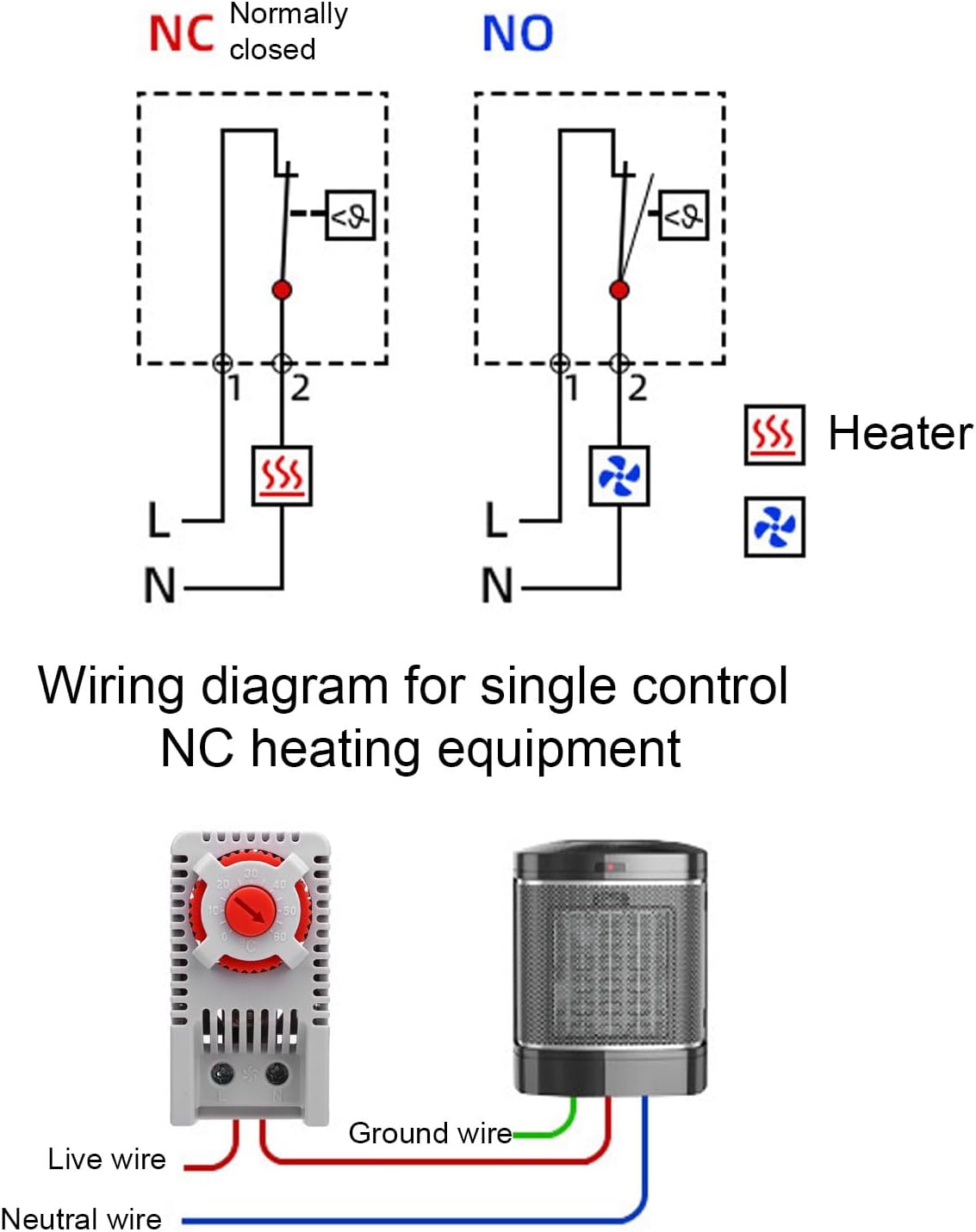 Eujgoov Mechanical Temperature Controller 0 to 60℃ Thermostat Digital Temp Control for Greenhouse Heater