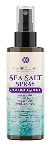 Spray de sal marina de coco para el cabello, spray texturizante de agua salada para cabello con aceite de ricino, aloe vera, extracto de algas