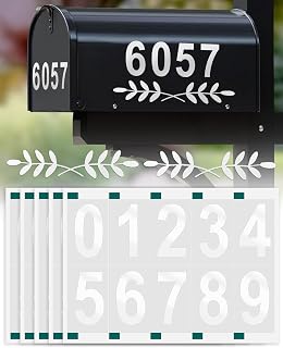 Uniclife 5 Sets 3 Inch Mailbox Numbers for Outside, Reflective House Numbers, 0-9 Vinyl Number Stickers with Sticky Tabs, Self- Adhesive Address Numbers for House, Silver
