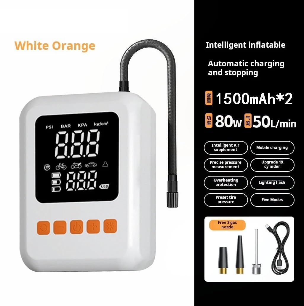 Compressore d'Aria Portatile per gonfiaggio Pneumatici Digitale | 50 l/min con 5 modalità di funzione power bank a luce LED(Black)
