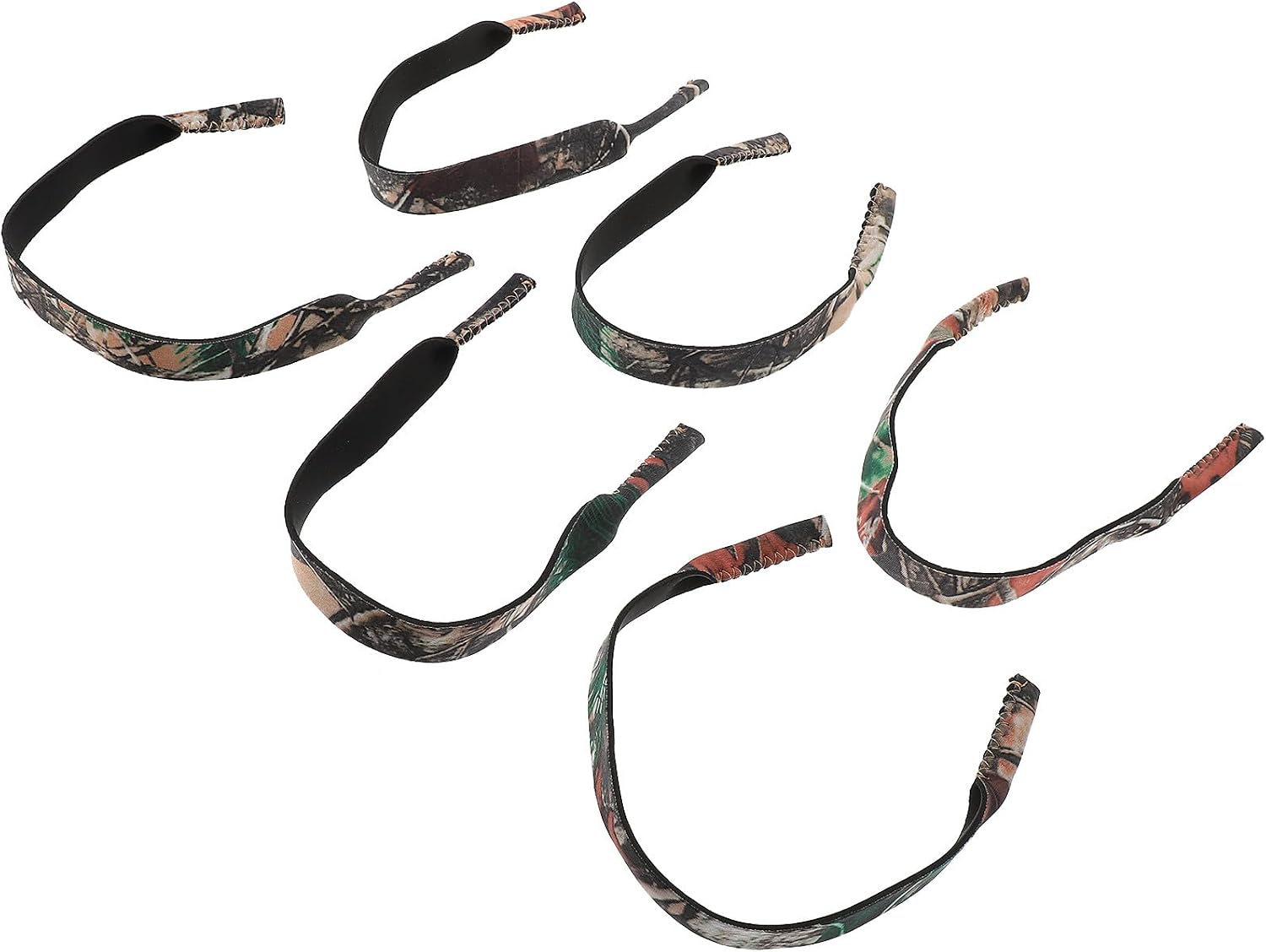 ARTIBETTER 6pcs Floating Anti-slip Eyeglasses Strap Set with Jungle Color, Sports Sunglasses Retainers for Outdoor Swimming and Eyewear Security